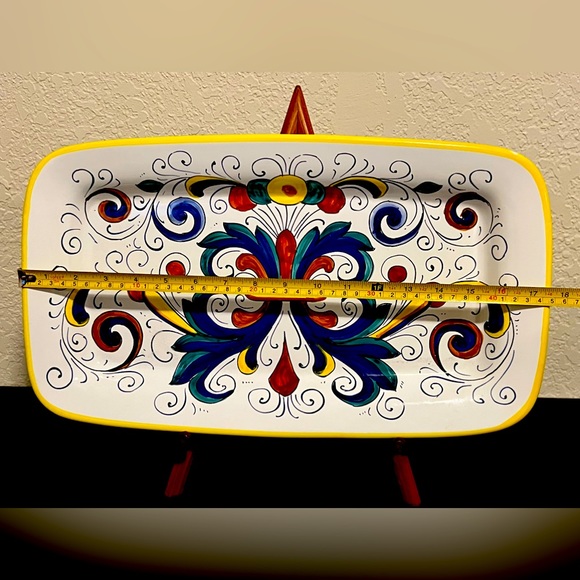 Deruta Italian Pottery Raffaellesco Serving Tray. Handpainted XXL Tray 18x10 - Picture 2 of 4